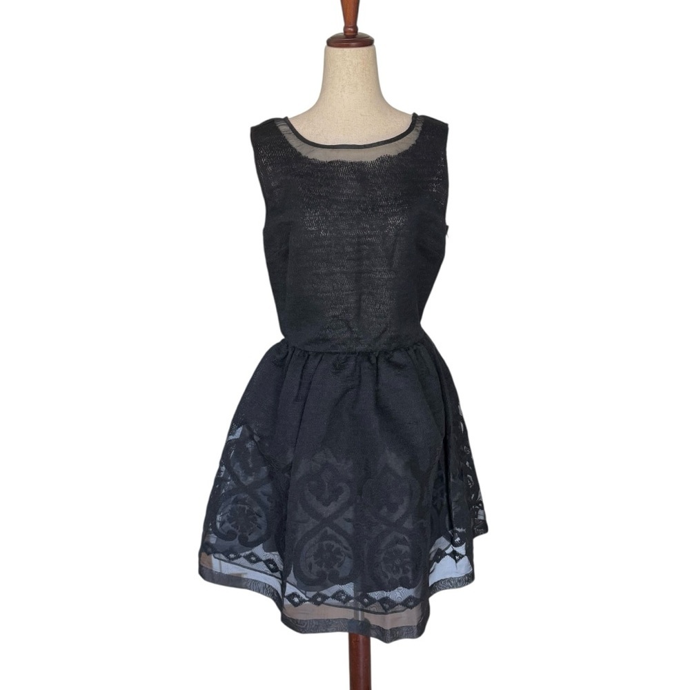 Blugirl Blumarine Black Sleeveless Organza Dress 50s Style IT 42